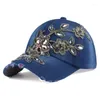 Berretti Berretto da baseball con fiore di seta dorato tempestato di diamanti Viaggio all'aperto Cappello con visiera per il tempo libero Protezione solare Goccia femminile