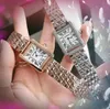 Top Brand Quartz Fashion Time Time Watch 31 -мм серебряные женщины из розового золота Два булавки квадратный римский цифер