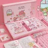 Blocco note Kawaii Notebook Box Set Blocco note Cancelleria Carino Viola Rosa Diario Bilancio Libro Diario e nastro Washi Materiale scolastico regalo 220914