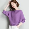 Women's Knits Tees Spring Loose Knitted Pullovers Sweater Tops Women Fashion O-Neck Long Sleeve Ladies Knitted Pullover Jumper Bat wing Casual Top 220914