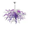 Lámpara de araña de vidrio soplado a mano Lámparas colgantes contemporáneas Diseño de Italia Bombillas LED de color blanco púrpura Dale Chihuly Lámparas de arte Lámparas de araña Lustre LR1483