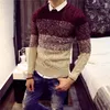 Mens Sweaters Mode coréenne chandails hommes automne dégradé couleur chandails Slim Fit hommes vêtements de rue hommes vêtements pull tricoté Men Pullovers 220914