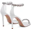 Eleganckie kobiety miłość Link sandały buty zdobione kryształkami paski szpilki idealna pani Sandalias gladiator wesele wesele seksowne czółenka EU35-43