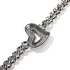 Hip Hop Ice Cuban Chain Heart Necklace Charm Pendant Iced Out Bling Chains For Men Women