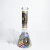 Narghilè Stile retrò bong Luminus Decal Beaker Bong 9,8 "4 mm di spessore Bong in vetro inebriante Bong dritto con fermagli per il ghiaccio