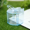 Emballage cadeau 12pcs boîte à bonbons transparente cylindrique créative avec couvercle à nœud boîte de paquet cadeau de fête de mariage pour fournitures d'anniversaire de douche de bébé 220913