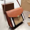 Evening Bags Stripes Messenger Crossbody Bag Women Shoulder Bags Handbags Leather Canvas Patchwork Clutch Wallets Buckle Flap Purse