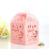 Gift Wrap 50pcs Its a Boy Girl Hollow Heart Candy Dragee Gift Box Packaging Weddbard Cardboard Chocolate Cookie Paps Wrapping 220913