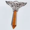 Schädel-Flügel-Anhänger, Pendel, Schmuck, Naturstein, Amethyst, Opal usw., Kristall-Anhänger, versilbert, Charms, modischer Herrenschmuck, BN320