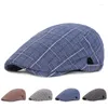 Berets Gqilyybz Band Cap Male Men Men's Bleaid Plaid Retro Hat Literary Youth Forward Middlege Travel Hats Hats Woman