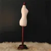 1/4 Brown Jewellery Female Half Body Sewing Mannequin Display Profissional Scale Teaching Tailor Wood Manikin Disk Base Can Pin E025