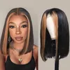 Perruque Bob Lace Wig Remy brésilienne naturelle, cheveux courts, ombré, T Part, 5x1, 8-16 pouces, à reflets, pour femmes noires