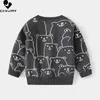 Pullover Autumn Winter Kids Cardigans Sweater Baby Boys Cartoon Bear Jacquard Single-breasted V neck Knit Cardigan Sweaters Coat Clothing 0913