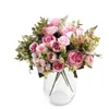 Faux bloemen groen witte zijden kunstmatige rozen bloemen bruiloft huis herfst decoratie hoogwaardige grote boeket luxe nep bloemen stuk bulk j220906