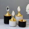 Fragrance Lamps Simple Light Luxury Golden Metal Incense Burner Black And White Ceramic Spice Crafts Holder Quemador De Incienso