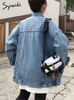 Kvinnorjackor Syiwidii ​​denim för kvinnor Jean Coat Korean Fashion Overdimensionerad knapp ner långärmad chic outwear med fickan 220913