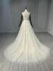 Vintage Hochzeitskleid Backless V-Ausschnitt Hand Perlen Spitze A-Line Hochzeit Braut YY60012