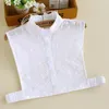 Bow Ties Lace Embroidery Shirt Fake Collar For Women Cotton Sweater Blouse Tops Detachable Turn Down Female False Collars