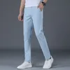 Мужские брюки весна лето тонкие брюки Мужчина Slim Fit Cotton Work Pant Fashion Classic Khaki Grey Blue Blue Brand Brand Brand Male 38 220914