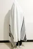 Scarves Tallit Prayer Shawl 55x74 140x190cm Israel Black & Silver Stripes Gadol Tzitzit For Wash Iron Gift Bar Mitzvah233o