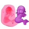 Stampo in silicone per sirena addormentata 3D, strumenti per torte fai da te, fondente, cioccolato, caramelle, stampo, macchina per argilla e sapone per il compleanno del bambino, decorazione natalizia