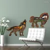 軽いクリエイティブオオカミトーテムクリスマスジュエリーギフト飾り動物の彫刻クラフトで装飾的な置物木製の投与