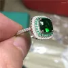 Wedding Rings Women Fashion Real Silver Color 3ct Green Zircon Cz Engagement Band Ring For Jewelry Gift