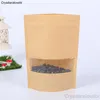 Embrulho de presente 100pcs embalagem bloqueio de zíper kraft window saco stand up presente alimento seco chá frutas embalagens