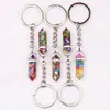 Sechseckiger Säulen-Chakra-Schlüsselanhänger für Frauen, Schlüsselanhänger an Tasche, Auto, Schmuck, Party, Freunde, Geschenk