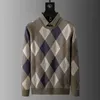 Maglioni da uomo Maglioni di lusso di fascia alta con diamanti plaid finti in due pezzi maglione da uomo colletto della camicia autunno e inverno pullover con stampa a contrasto 220914