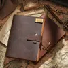 Anteckningar av h￶g kvalitet rustik ￤kta l￤derringar anteckningsbok A5 spiral dagbok m￤ssing binder journal skissbok agenda planerare stationery 220914