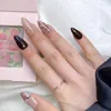 Unghie finte 24 pezzi scatola con disegni stiletto punte artificiali per unghie francesi rosa bianca glitter stampa su diamante3799723