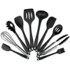 Matlagningsredskap 10pcset Silikonköksredskap Värmebeständigt spatel som serverar blandningssked Tångar Gadget Nonstick Bakin354055625