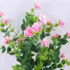 Faux Floral Greenery Pink Rose Red Mini Artificial Plants Plastic Flowers Outdoor Green Leaves Fall Decoration Fake Flowers Wedding Decor For Home J220906