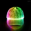 Boll Caps 2022 LED -fiberoptisk tyg baseballmössa toppade justerbara färgglada lysande hattar Kvinnor Hip Hop Men Summer Sun Gorras