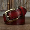 Pasy 3,8 cm szerokość retro kowboja dżinsy pasek męski ceinture vintage mosiężna klamra oryginalna skóra dla mężczyzn w talii pustej