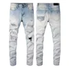 2021 Jeans da uomo Distressed Motociclista Jean Rock Skinny Slim Strappato Lettera con foro TopQuality Pantaloni in denim Hip Hop di marca 856299u