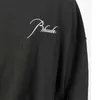 Hoodies 2022 Rhude Cut Stitching Brodery Vintage Crew Neck Pullover Black S-XL