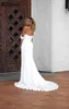 Proste Boho Garden Mermaid Suknie ślubne dla narzeczonych z ramion eleganckie satynowe poruszenia plażowe suknie ślubne Siez pociągiem pociągiem sexy szaty de Mariee moda cl1135