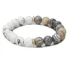 Fios de fios com mi￧angas artesanais de pedra natural Bracelets ioga joias de pulseira el￡stica de ouro para homens casal