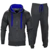 Herrspåriga Nibesser Tracksuit Män 2022 Autumn Sportwear Fashion Mens Set 2pc dragkedja huva tröja jacka byxa Moleton Masculino