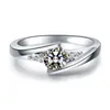 Silver Rings for Women Round Crystal Ring Promise Engagement Wedding Band