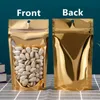 Envoltura de regalo 100 piezas Stand up Resellable Clear Front Gold Zipper Packaging Bag Hecho a mano Snack Maíz Café Chocolate Fruta seca Regalos Bolsas 220913