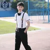 Clothing Sets Tennager School Uniform Girls Students Wear Adolescent Sweet Clothes Plus Size Navy Straps Teenager D-0566