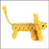 Hondenspeelgoed kauwt modellering van katoenen touw -manuele wevende leeuwvorm 15,5 cm huisdierhond mti -streng knoop resistent molair speelgoed speelgoed voor kleine hond dh7mo