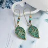 Baumelnde Ohrringe Bronze Hohlblatt Blätter Tropfen Vintage Böhmen Perlen für Frauen Mädchen Mode BOHO Strand Urlaub Schmuck