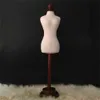 1/4 Brown Jewellery Female Half Body Sewing Mannequin Display Profissional Scale Teaching Tailor Wood Manikin Disk Base Can Pin E025