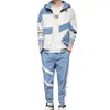 Men's Tracksuits 157 85 Autumn Loose Coat Sweater Suit Male Trend Motion Leisure Time Spelling Color Twinset Tzp Smart Casual Preppy Style