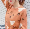 여성 스웨터 럭셔리 탁월한 최고 품질 풀 프린트 편지 뜨개질 스웨터 하이 스트리트 풀오버 탑