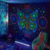 Blacklight Tapestry UV Reactive Short Plush Halloween Tapestry Glow In The Dark Wall Hanging 150x130cm